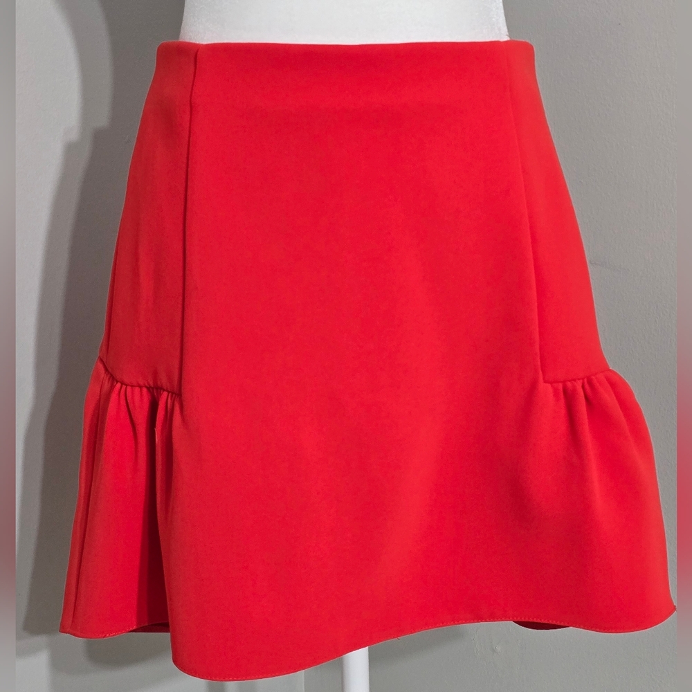 Topshop Crepe Red Ruffle Mini Skirt Women's Size 8